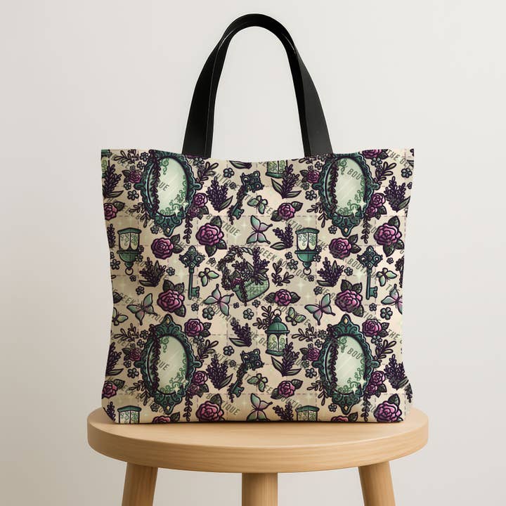 Whimsy Secret Garden Floral Fairy Large Zipper Tote Bag for wholesale by The Geek Boutique