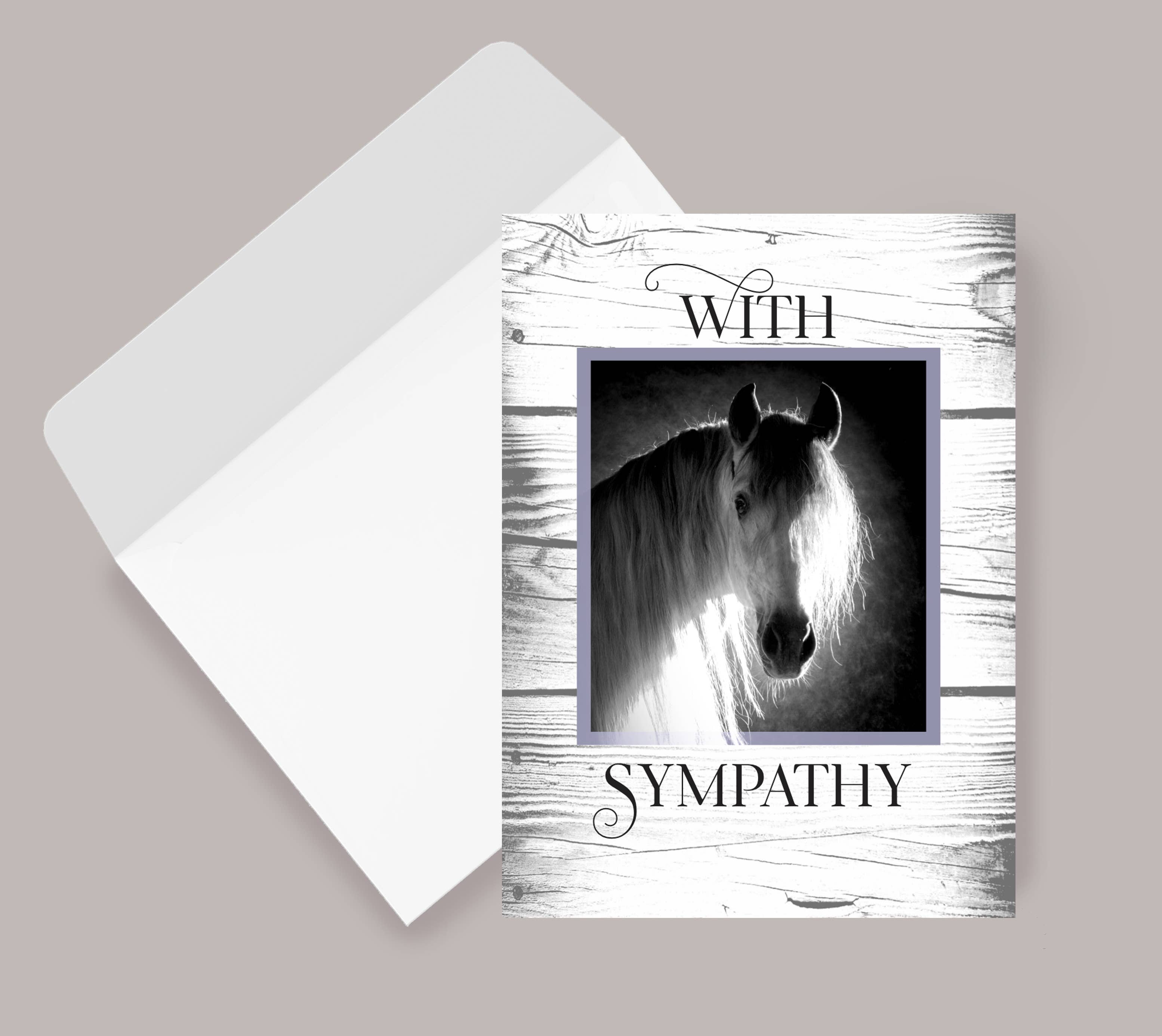 Horse Hollow Press - Wholesale Sympathy Card - Horse Sympathy Greeting Card / Thinking of You / Wood Bkgd10
