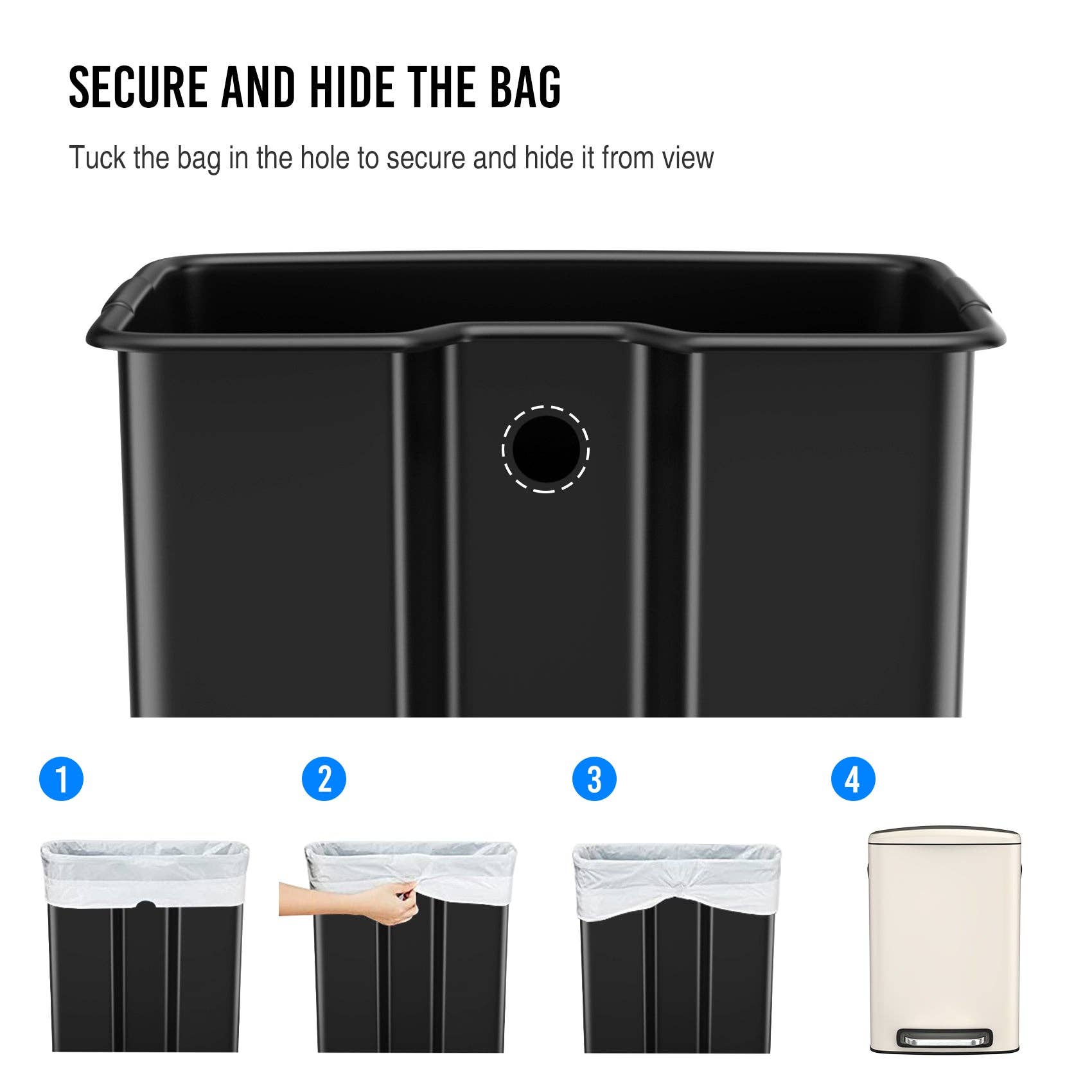 39F Inc. - Wholesale Trashcan/Trash Bin - 13 Gallon White Steel Kitchen Trash Can - Foot Pedal16