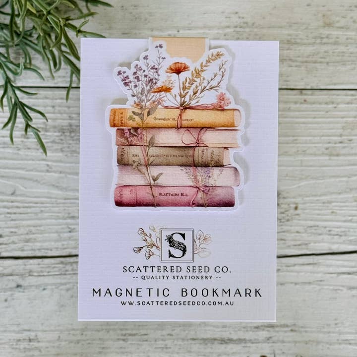 Scattered Seed Co - Wholesale Bookmark - Spring Floral Books Magnetic Bookmark