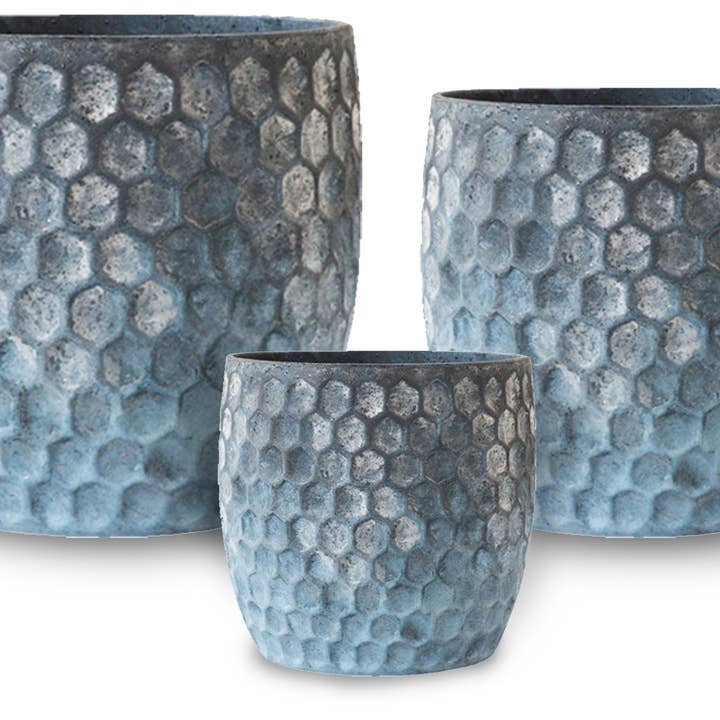 Turtle Back Egg Pot - 3Pc Set - Denim for wholesale by Ceramo Pottery