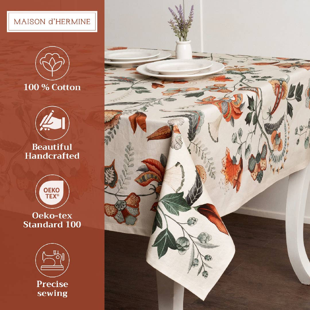 Maison d'Hermine - Design in Every Thread - Wholesale Tablecloth - Tablecloths 100% Cotton - 3 Shapes - Dalida Fall1