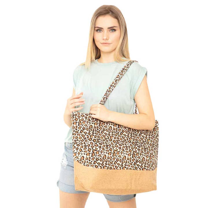 Madeline Love - Wholesale Tote Bag - Women's - Leopard Print Jute Tote Bag4
