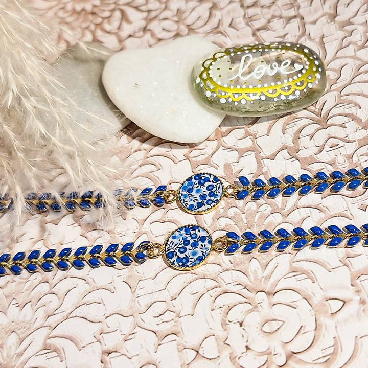 Lydée Déco – wholesale Charm/dangle bracelet – 2 duo flower or art deco bracelets with adjustable chain5