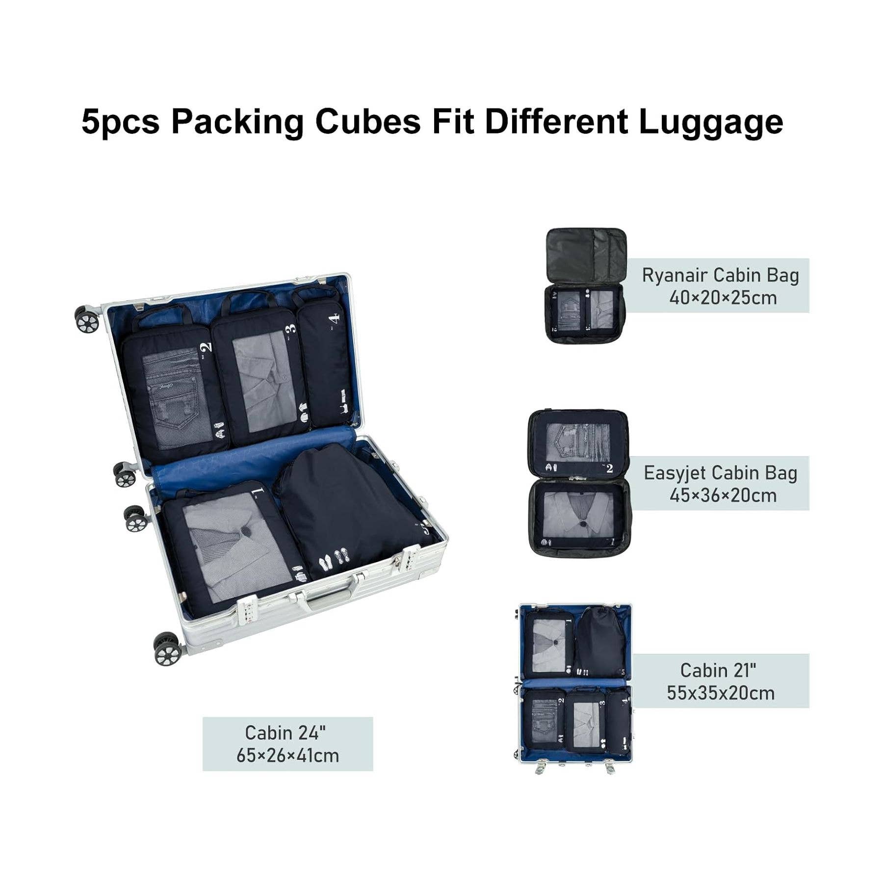NARWEY INC - Wholesale Packing Cube - 5 Set Compression Packing Cubes for Suitcases Organiser Bags24
