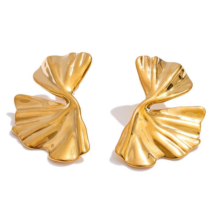 Ginkgo Leaf Earrings - Gold or Silver for wholesale by Misgraceful