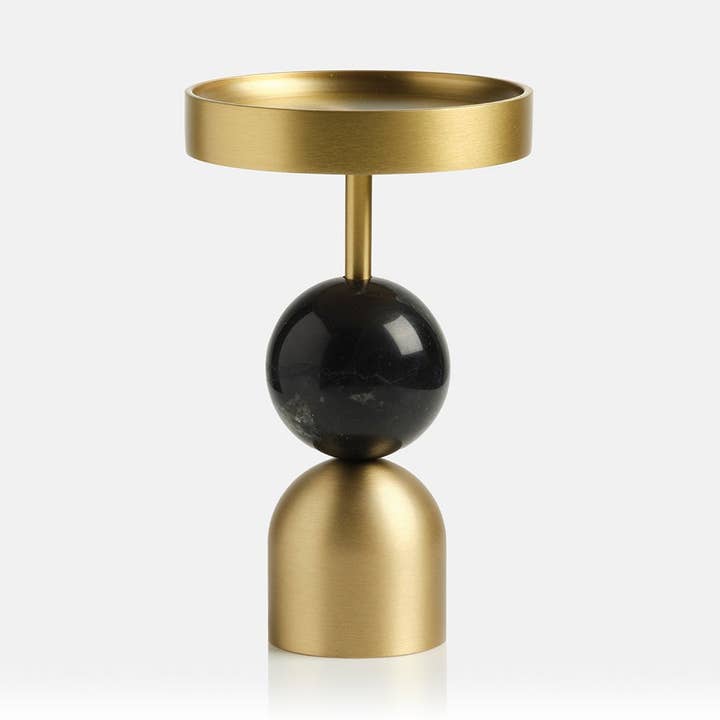 ARC BRASS CANDLESTICK BLACK SMALL for wholesale by Ancient Candle Co.