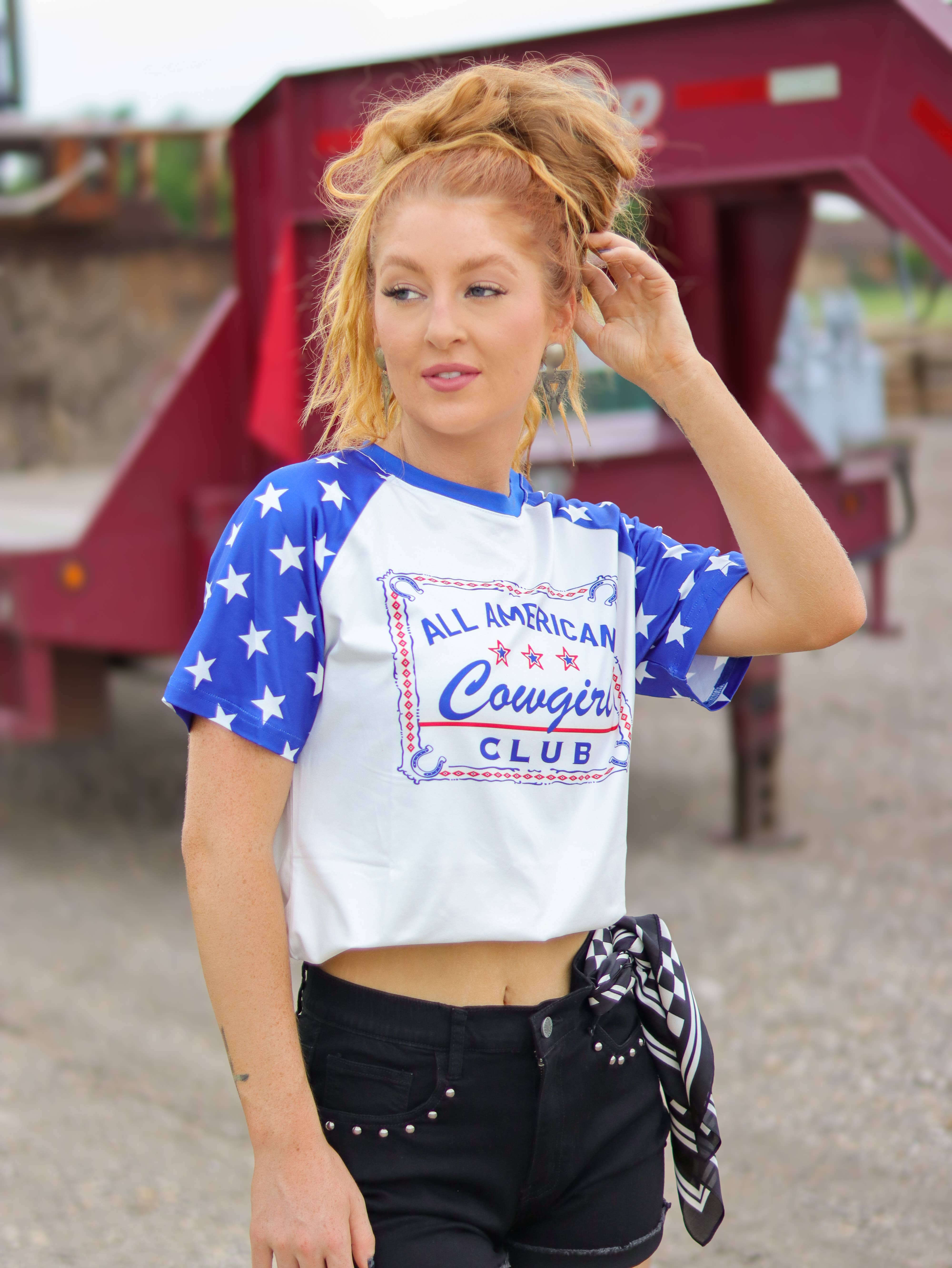 Rowdy Crowd Clothing – T-shirt estampada - Mulher por atacado – Camiseta All American Cowgirl5