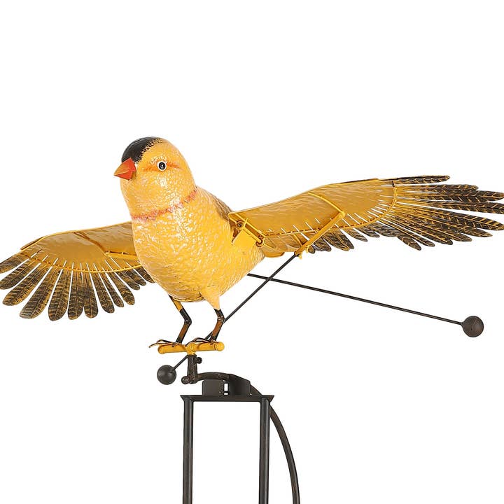 Big Metal Flying Goldfinch Rocker Garden Stake for wholesale by Continental Art Center