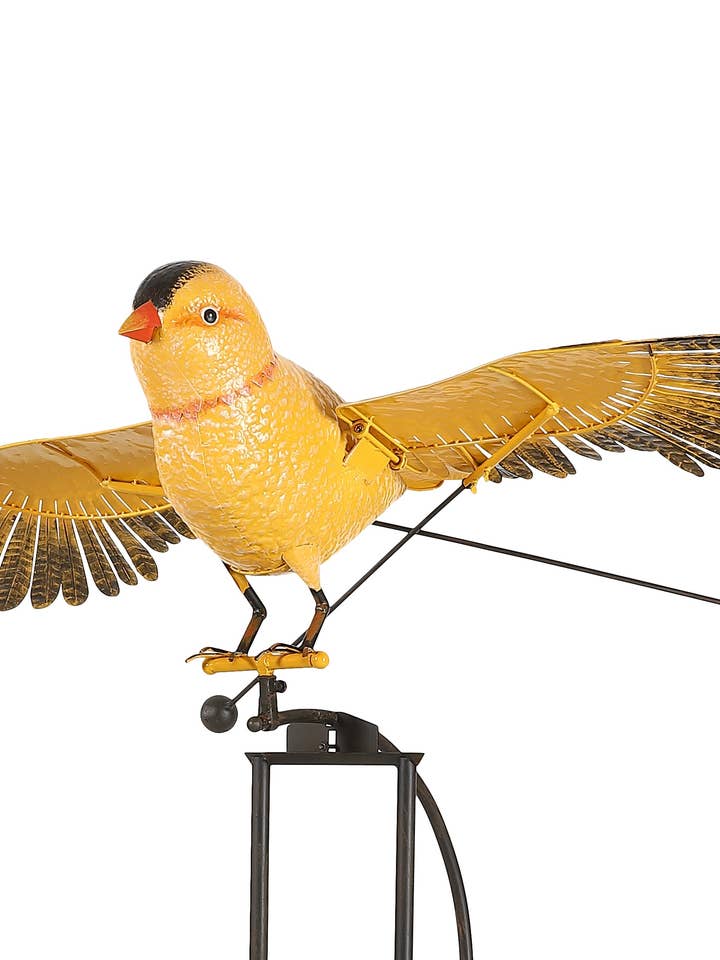 Big Metal Flying Goldfinch Rocker Garden Stake for wholesale by Continental Art Center