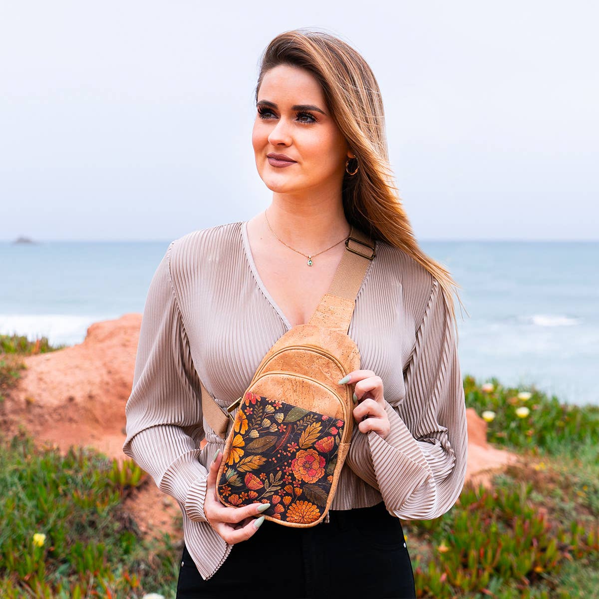 Meninas Bonitas Cork - Venta al por mayor Bandolera - Mujer - Bolso bandolera de tres compartimentos para mujer Natural BAG-22968