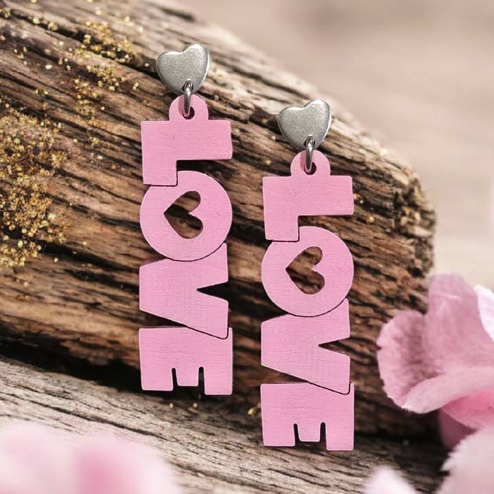 LOVE | Stud + Dangle Earrings for wholesale by Sadie J. & Co.