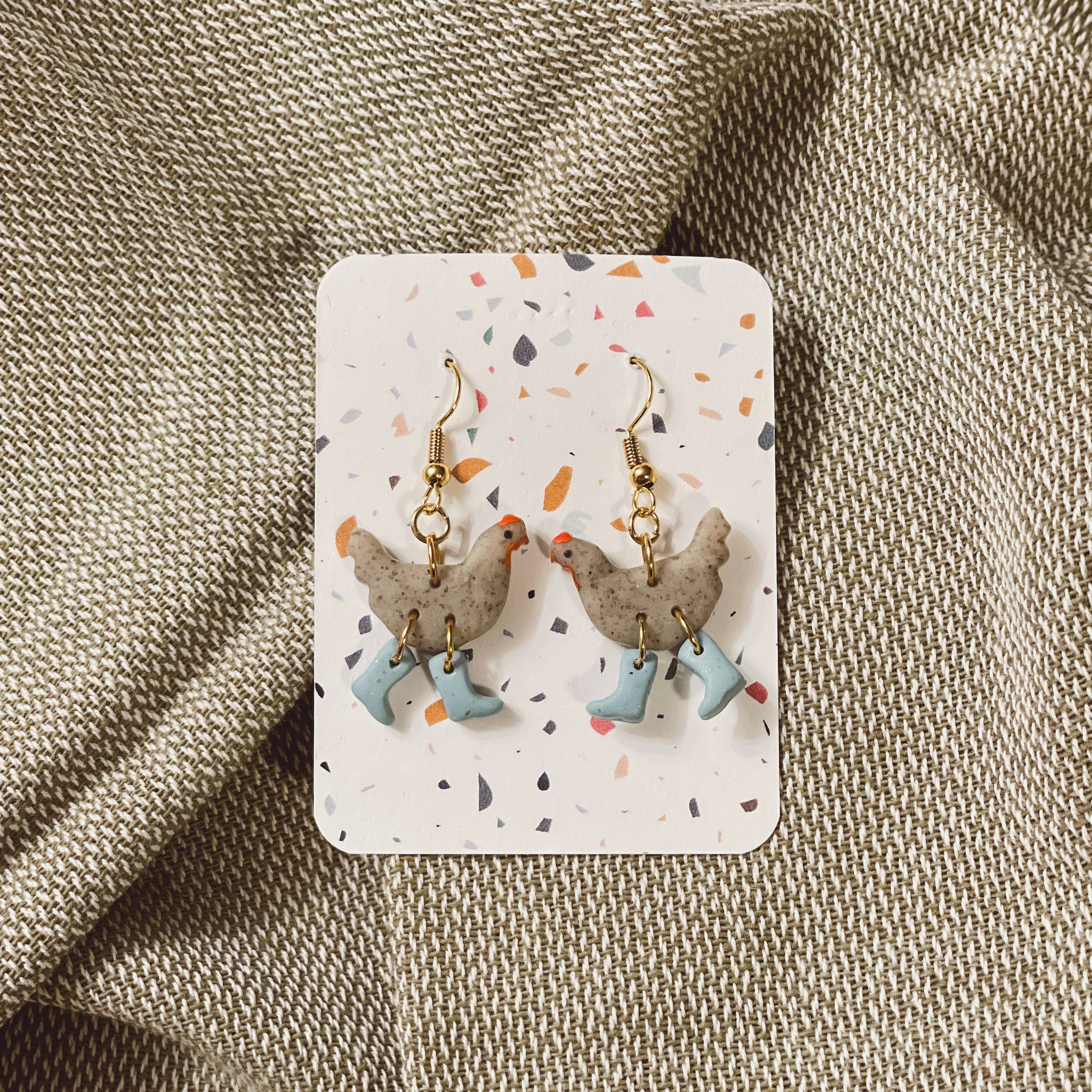 Sydni Carlson Art - Wholesale Dangle Earrings - Assorted Pack: Chickens with Boots Earrings4