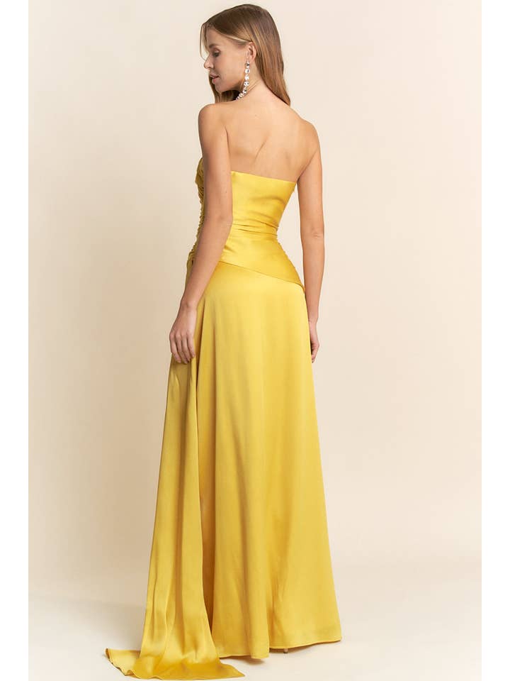 Maniju - Wholesale Dress - Women's - STRAIGHT NECKLINE WITH RUCHING DETAIL MAXI DRESS4