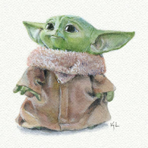 Grogu Baby Yoda Miniature Watercolor Painting - Art Print and other Purchase Wholesale grogu. Free Returns & Net 60 Terms on Faire trending on Faire.