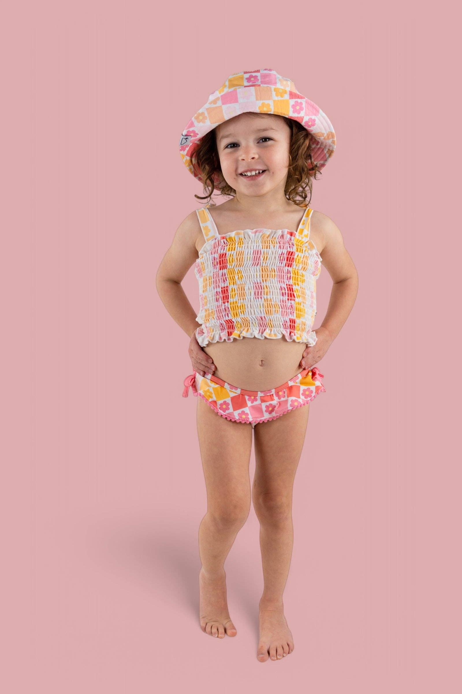 Dream Big Little Co. – wholesale Two-piece swimsuit – Kids – SUMMER SUNSET CHECKERS DREAM SMOCKED TANKINI TWO PIECE SWIM SUIT21