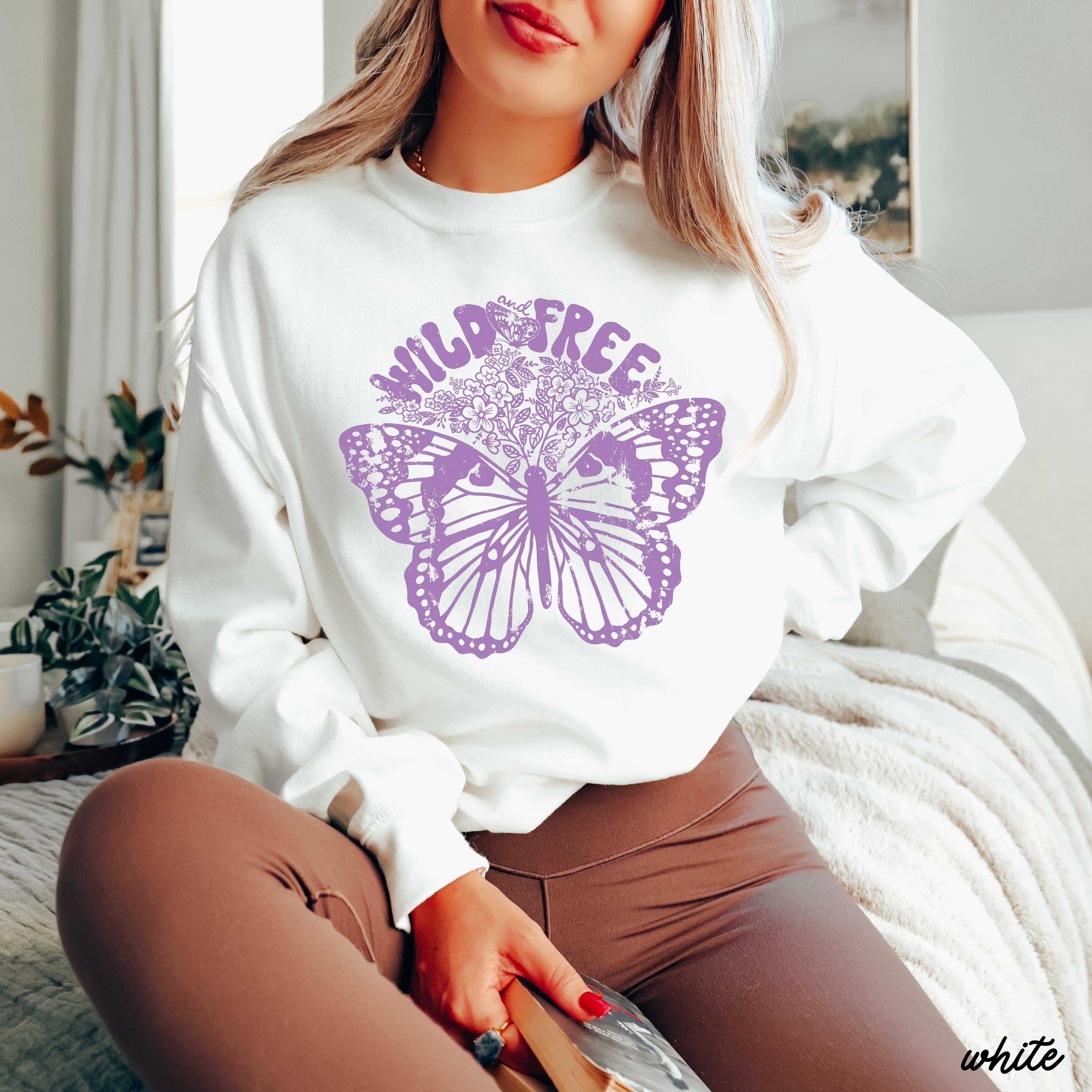 Chloe Vs Tank - Wholesale Graphic Sweatshirt - Unisex - Wild and Free Butterfly Sweatshirt *5 Colors (S-3X)6