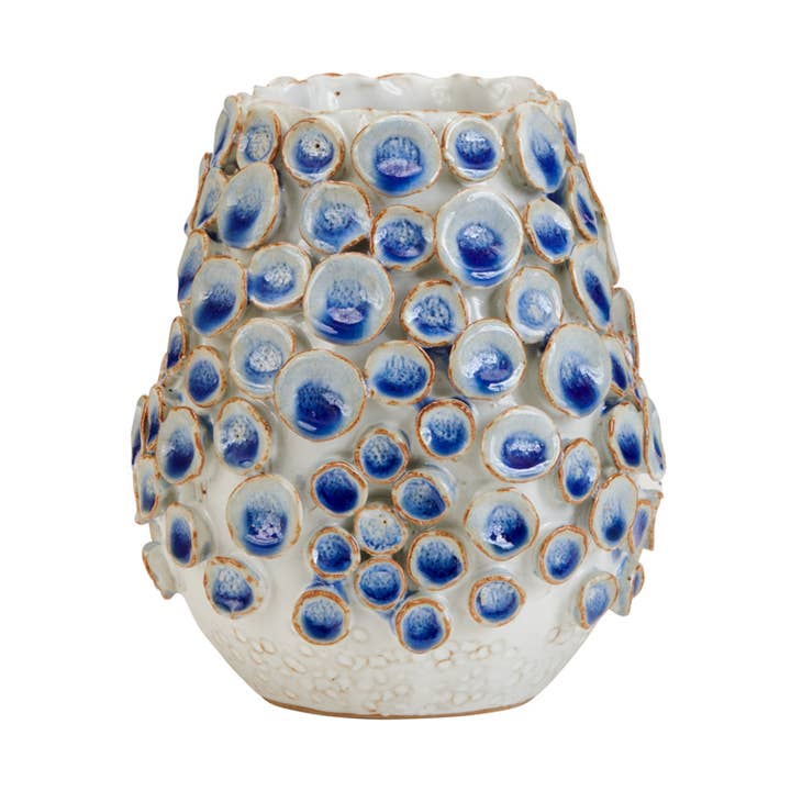 Blå & hvid knap blomstervase V176SB for engroshandel hos Continental Home