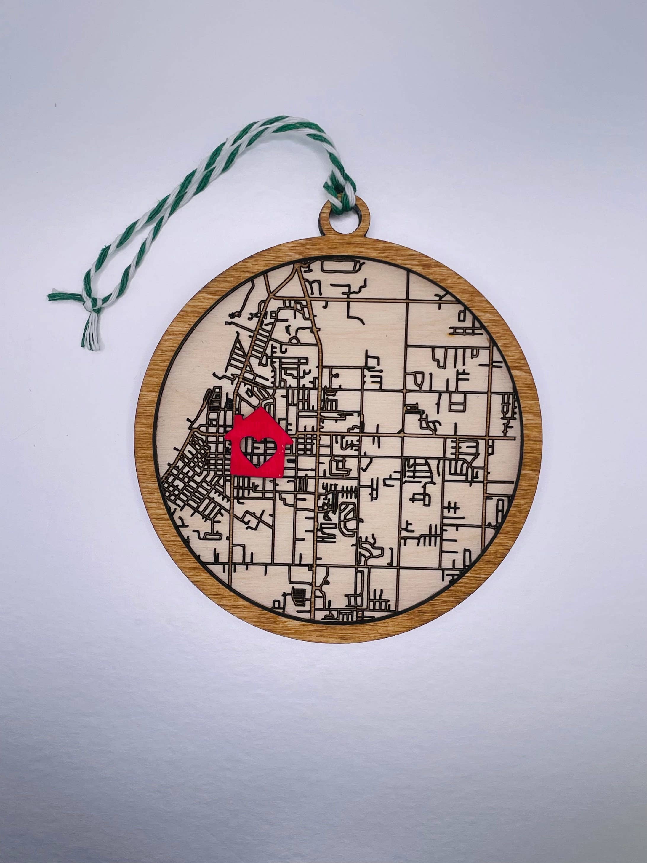BoldLifeDesign - Wholesale Ornament - ANY Custom City Map Ornament - Street Grid Map Ornament0