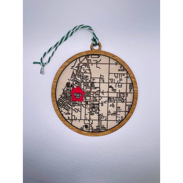 BoldLifeDesign - Wholesale Ornament - ANY Custom City Map Ornament - Street Grid Map Ornament