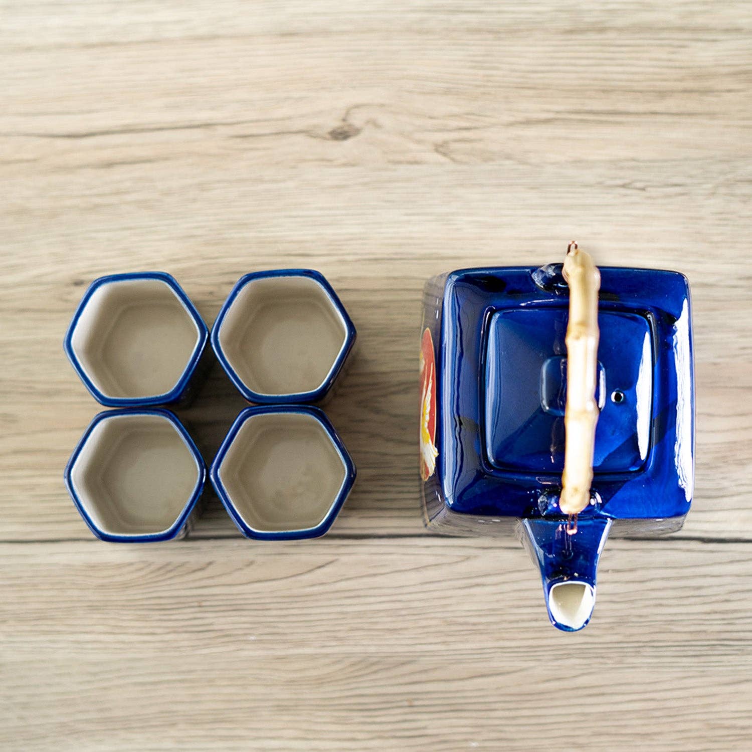 Urban Tokyo - Vente Service à thé - Service à thé design Moon Crane 20 oz avec théière et 4 tasses hexagonales (4/8)2