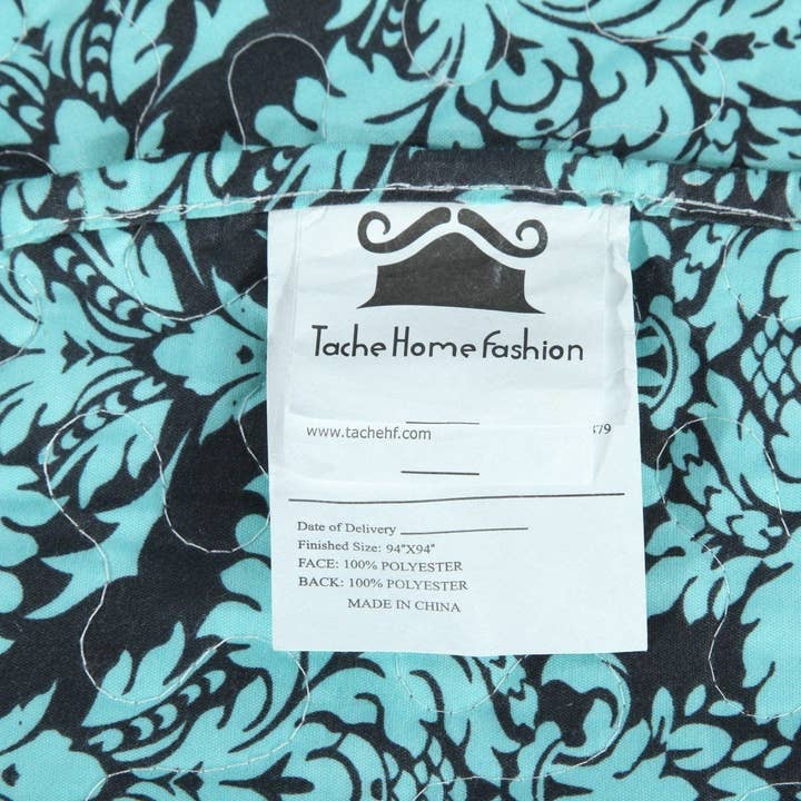 Tache Home Fashion - Wholesale Bedding Set - Tache Teal Turquoise Scalloped Reversible Bedspread Queen8
