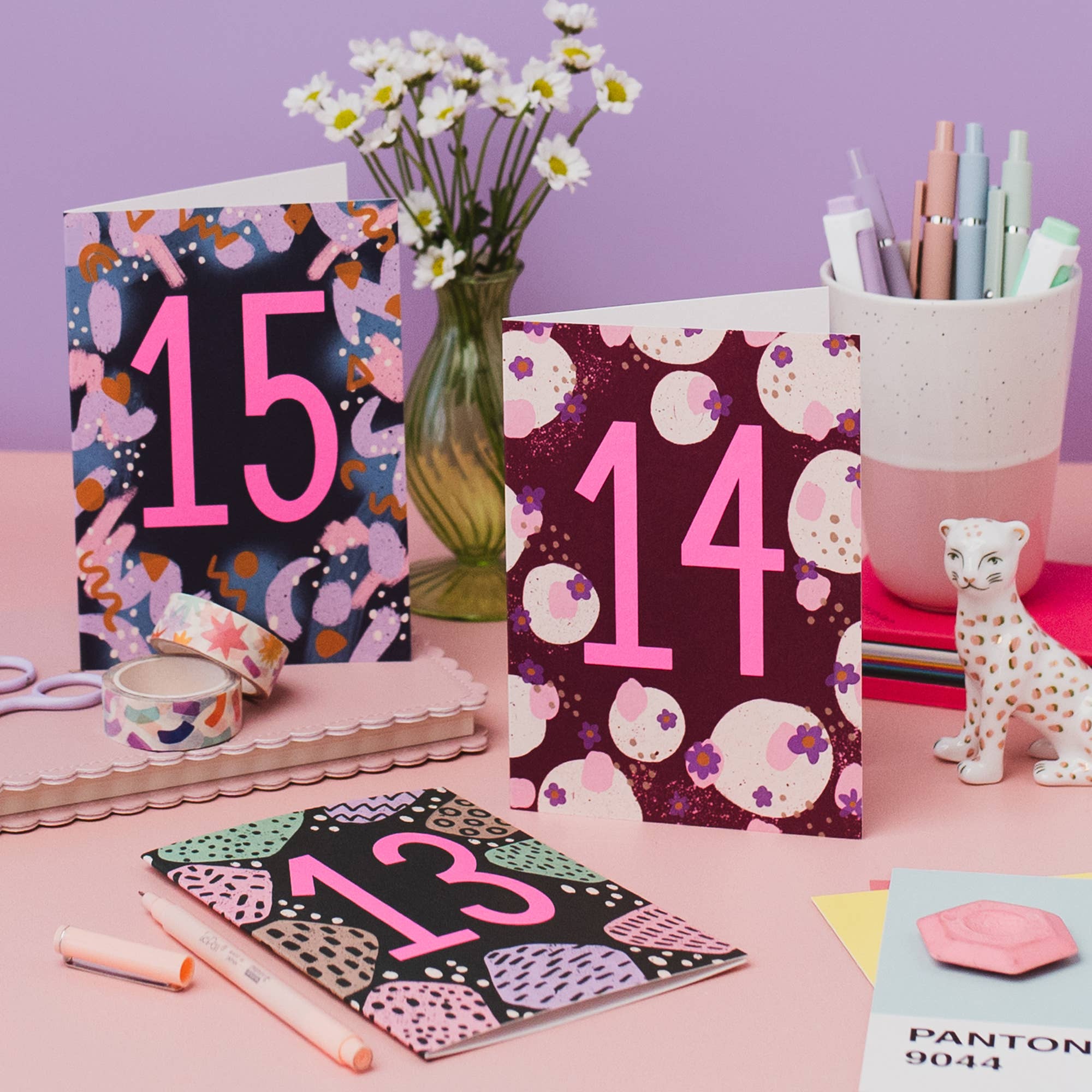 Jessie Maeve Studio - Wholesale Birthday Card - Teen Neon Age 14 Birthday Card1