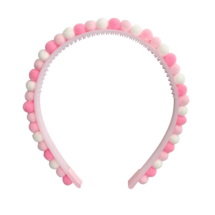 Pink Party Pom Pom Headband for wholesale by Lolo Headbands