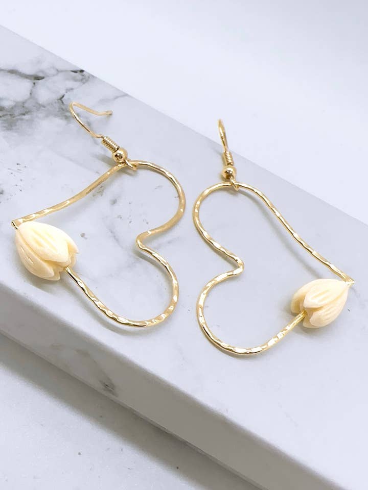Hamilton Gold Pikake earrings for wholesale by Anela's Jewelry