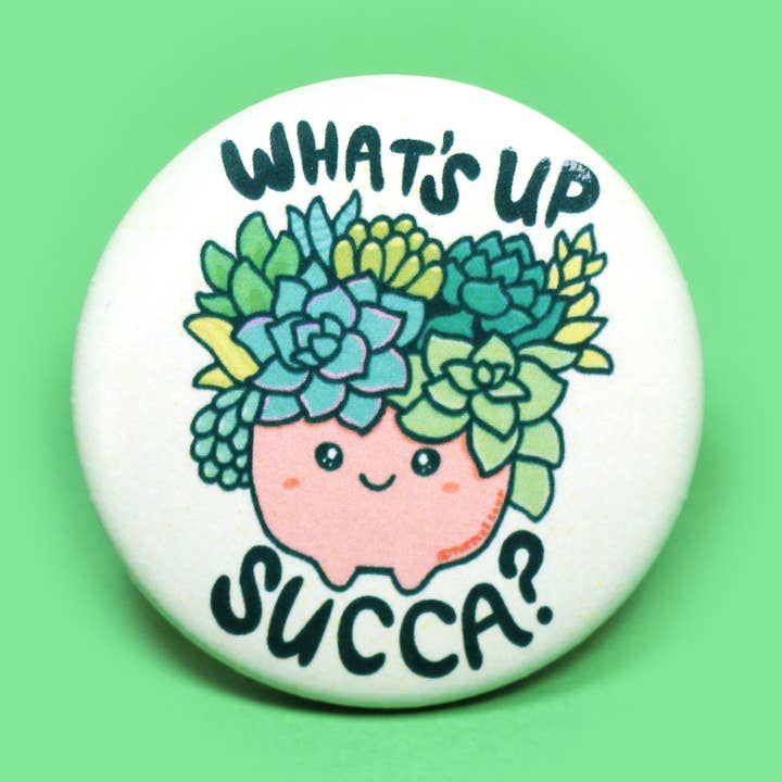 Hvad Er Der Succa Saftige Ferie Gave Pin Tilbage Knap for engroshandel hos Turtle's Soup