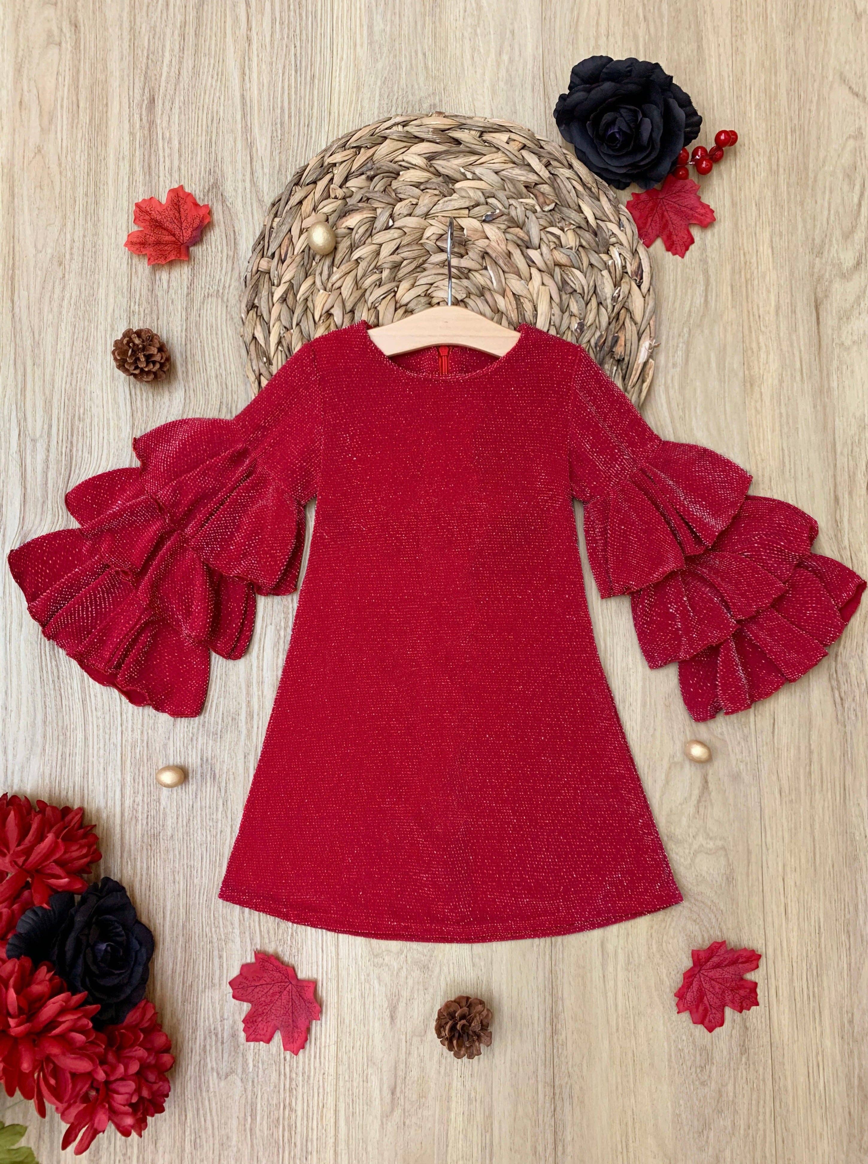 Red Scarlet Glow Tiered Sleeve Dress for wholesale on Faire2