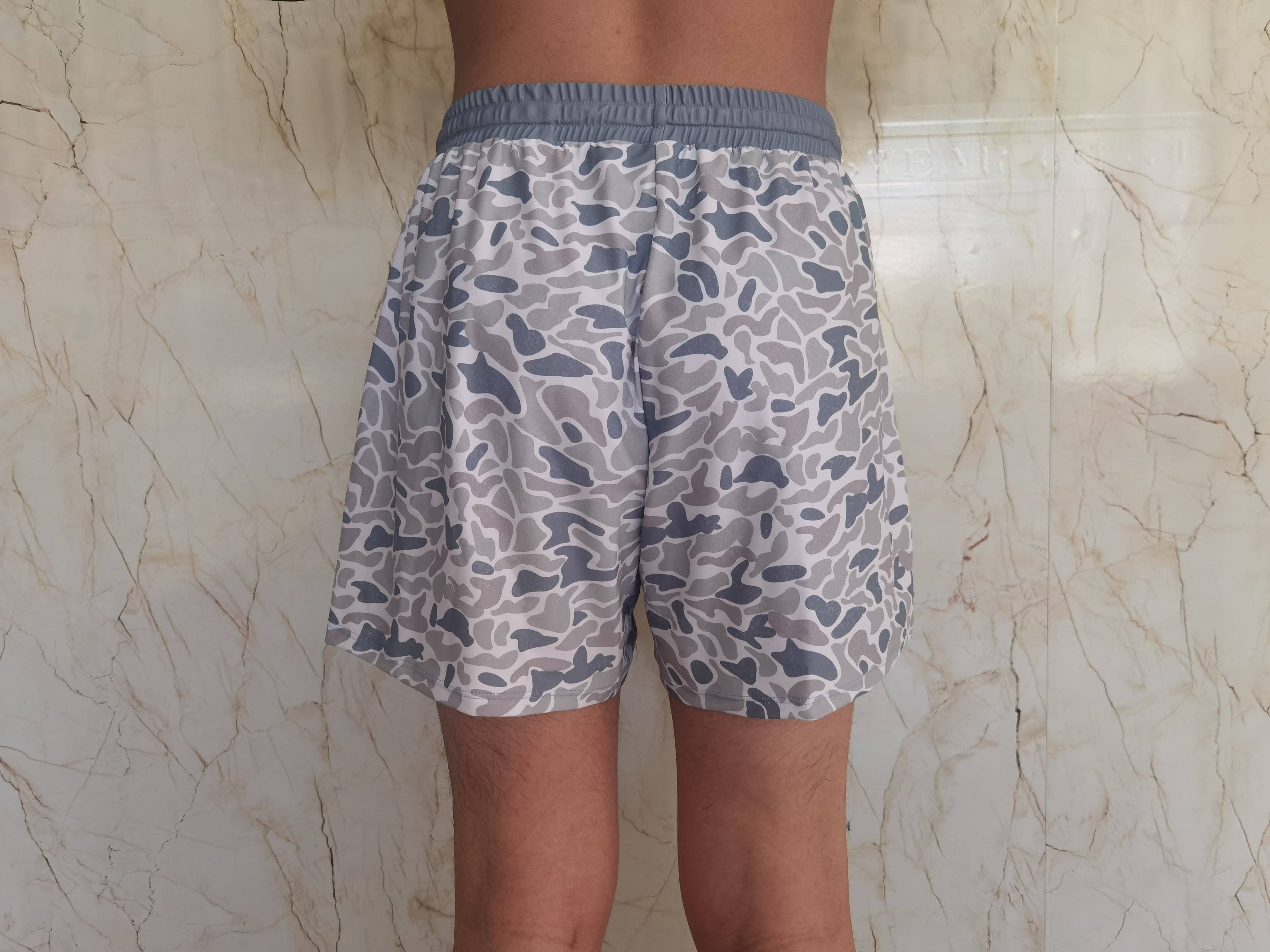 Aier Wholesale - Wholesale Swim Shorts - Men's - Adult Man Grey Small Camo Bottom Trunk Drawstrings Shorts Swimwear3