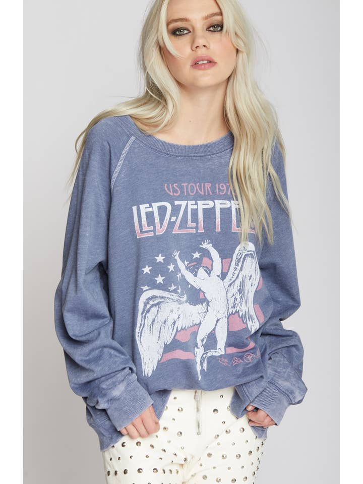 Vintage Blue 301985 - 430 Led Zeppelin Us Tour '75 Ls Burnout Sweatshirt for wholesale on Faire