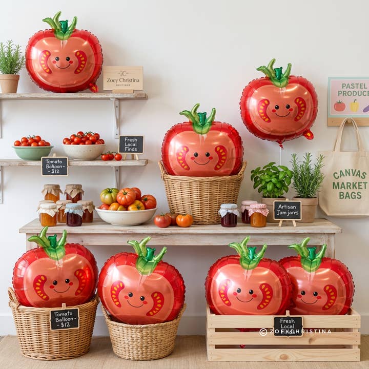 Zoey Christina - Wholesale Balloon - Tomato Foil Balloon – 18" | Farmers Market & Party Décor1
