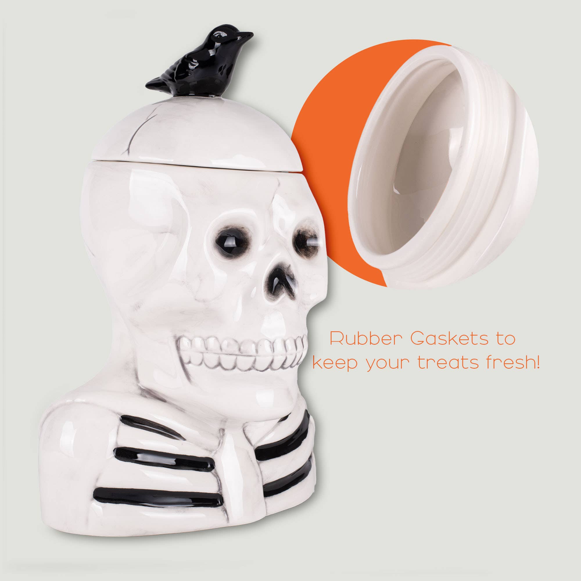 EAST AVENUE - Wholesale Cookie Jar - Skeleton Crow 12 x 8.5 Dolomite Cookie Jar3