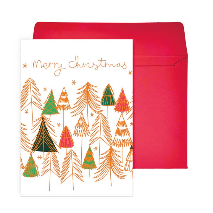Merry Christmas Trees Single Christmas Card for wholesale by NIQUEA.D