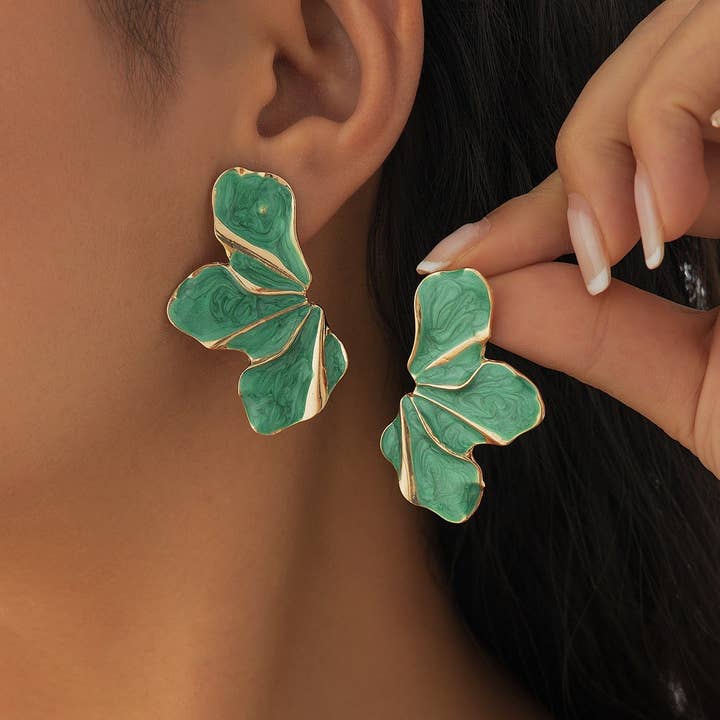 ACCITY - Wholesale Dangle Earrings - SWEET GRADIENT OIL DROP FLOWER ALLOY EARRINGS_CWMM3198