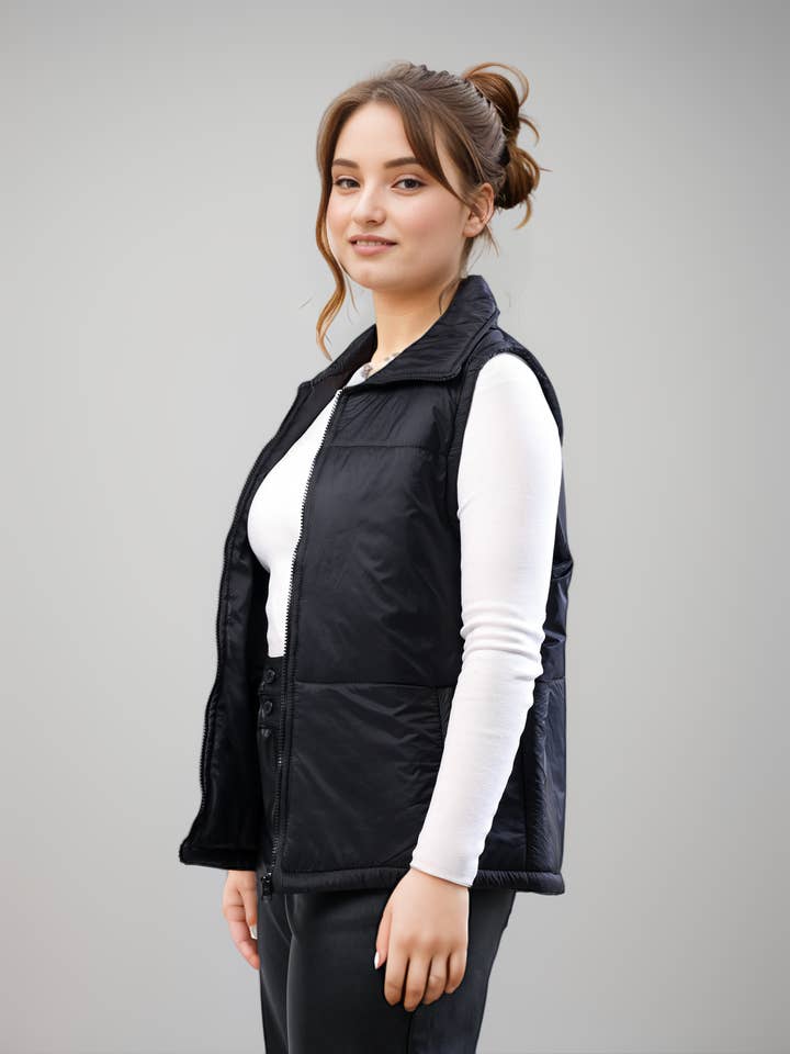Hushy Wear – Großhandel Oberbekleidungsweste – Damen – Puffer Weste - Schwarz