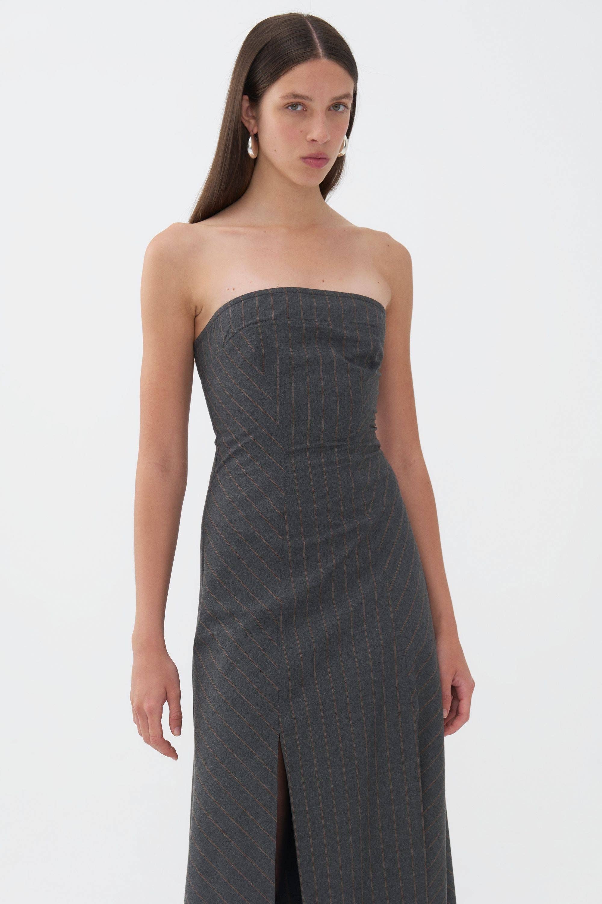 Gray Strapless Maxi Dress for wholesale on Faire1