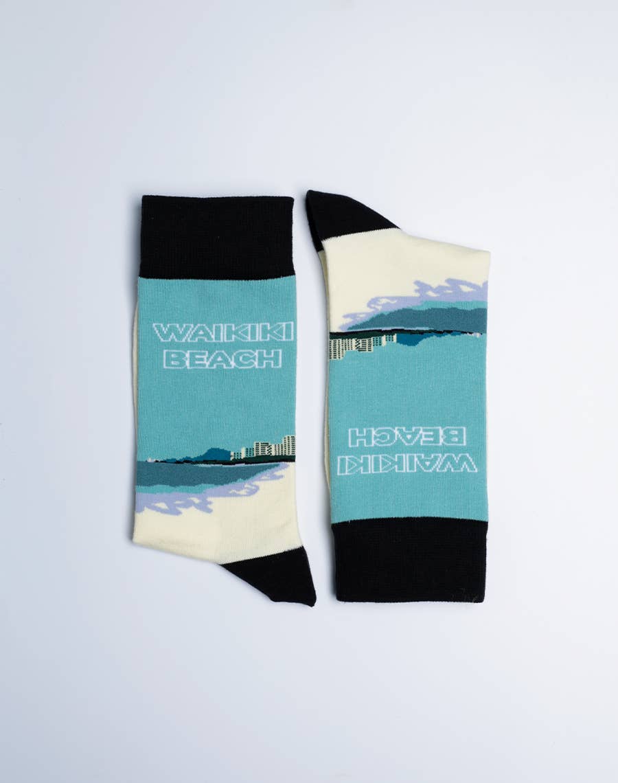 Just Fun Socks - Wholesale Socks - Men's - Men's Waikiki Beach Hawaii Crew Socks3