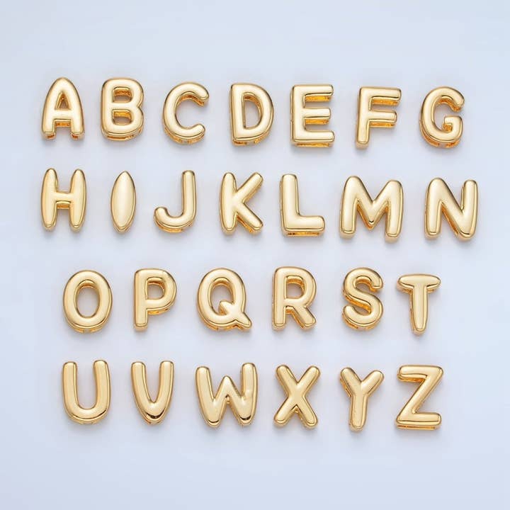 24K Gold Filled 10mm Chubby Minimalist Alphabet Letter Initial Personalized Bead | A1578-A1590 and other Purchase Wholesale alphabet beads. Free Returns & Net 60 Terms on Faire trending on Faire.