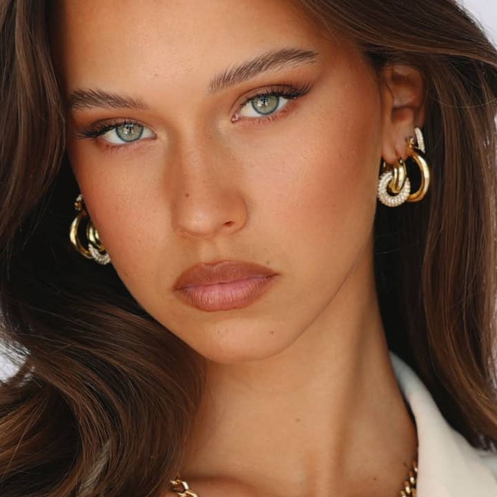 Luv AJ - Wholesale Huggie Earrings - Pave Chain Link Huggies- Gold (Ships Mid January)4