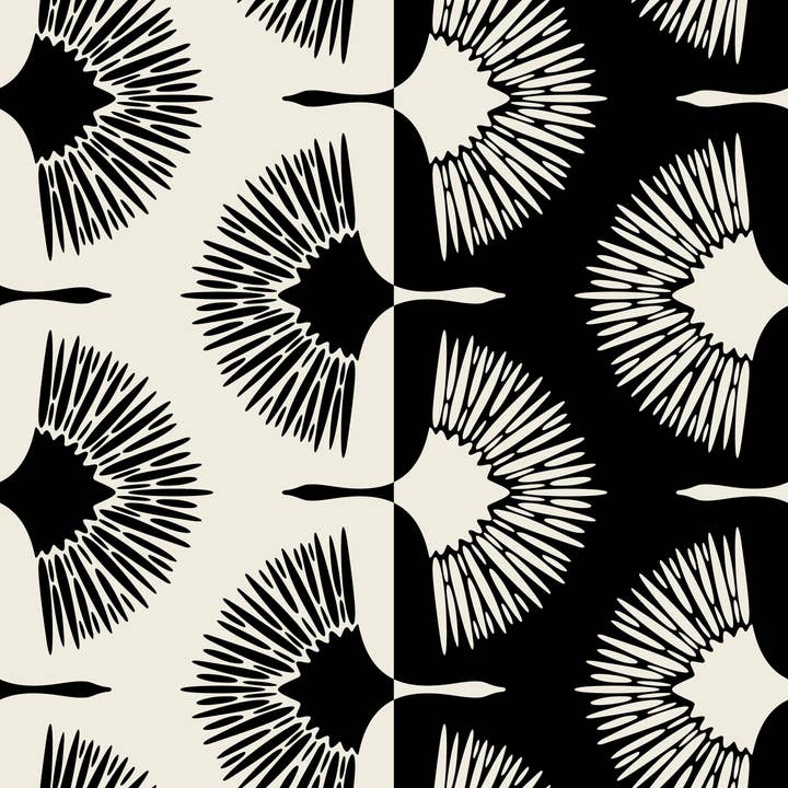 Art-Deco-Kranich-Tapete, nahtloses Mustermural, übergroße Wandkunst nach Maß, Vlies, nicht klebend, moderne Tapete, abnehmbar für den Großhandel von Walloro Luxury Embossed Wallpaper