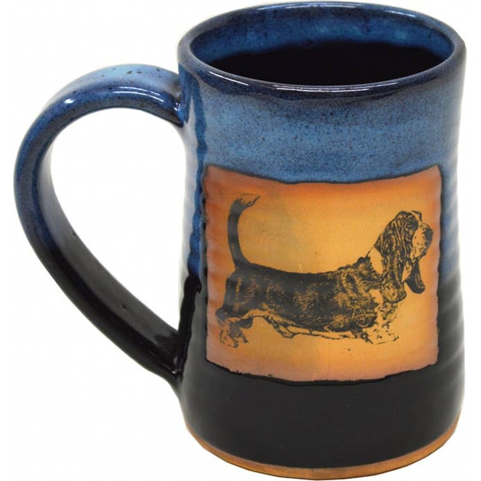 Basset Hound 17 Oz. Tankard (made to order) for wholesale by Always Azul Pottery
