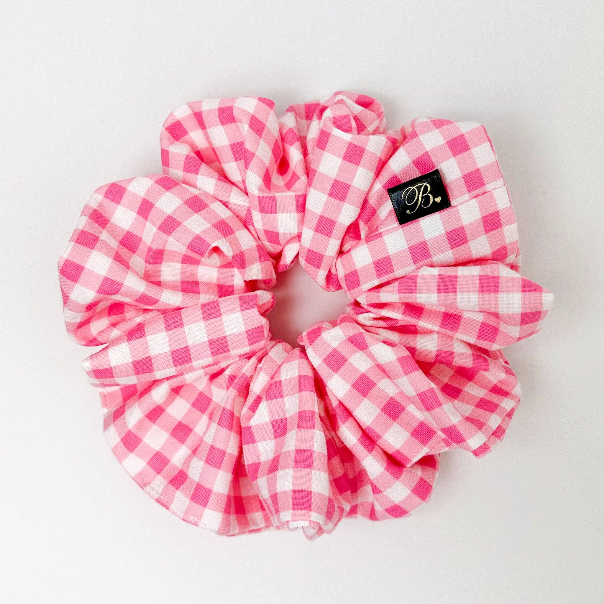 B. LUVV & CO. - Wholesale Scrunchie - Women's - Cotton Scrunchie in Pink Gingham3