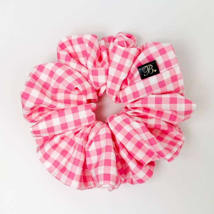 B. LUVV & CO. - Wholesale Scrunchie - Women's - Cotton Scrunchie in Pink Gingham3