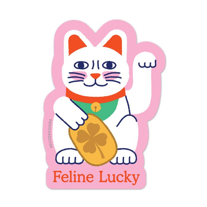 Lucky Cat Sticker for wholesale by Seltzer Goods