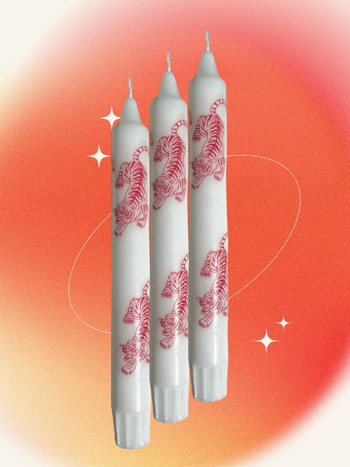 Trendy taper candles | Tiger | Vegan Stearin | CT-306 for wholesale by Galleria Lucia