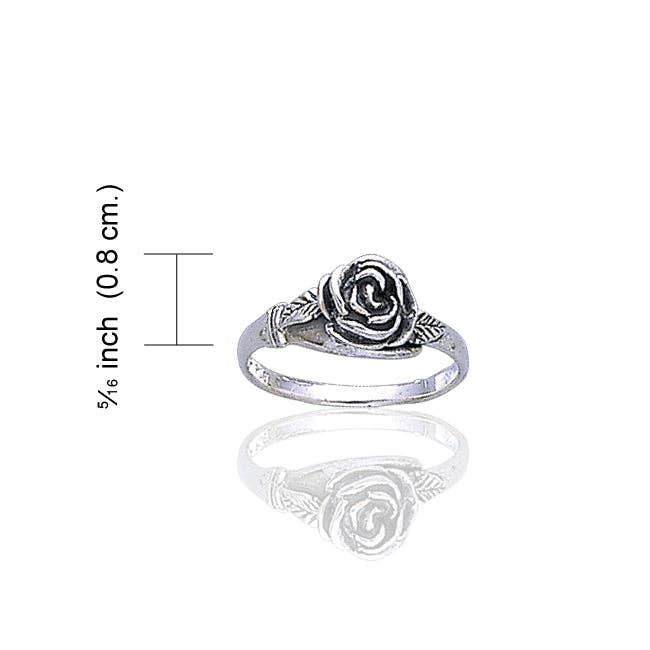 Silver Insanity - Wholesale Band/Stacked Ring - Small Sterling Silver Detailed Rose Flower Ring3