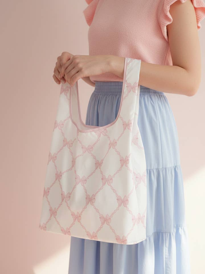 Borsa per lo shopping Pink Ribbonerie per la vendita all'ingrosso da parte di Pearly Peach